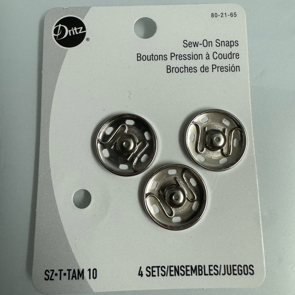 3 sew on snap buttons